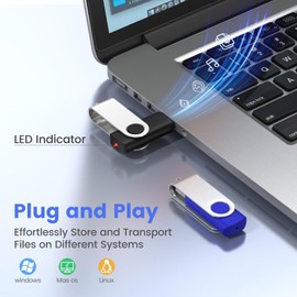 (Not 256GB)256MB USB Stick 20 Pack, ABLAZE Bulk USB 2.0 Memory Stick 256MB Swivel Design Flash Drive with LED Light and lanyards(20 PCS 256MB-10 colors)