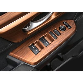 Rifoda for Honda CRV CR-V 2017 2018 2019 2020 2021 2022 Window Switch Lift Control Panel Cover Decals Interior Decoration Wood Grain Style Accessories (Without Rear Seat Heating Buttons)