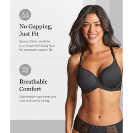 Panache Women's Cari Spacer T-Shirt Bra, Black, 34F