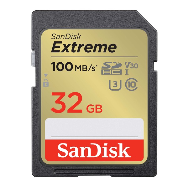 SanDisk 32GB Extreme SDHC UHS-I Memory Card - C10, U3, V30, 4K, UHD, SD Card - SDSDXVT-032G-GNCIN