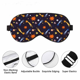 Vnwoalu Space Sleep Eye Mask Watercolor Shooting Stars Multicolored Planets Men Women Sleep Mask with Adjustable Strap Eye Cover Eye Shade for Travel, Nap,Meditation