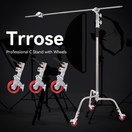 Trrose 3 Packs Swivel Caster Wheels Set, Professional C Stand Wheels with 25mm Diameter for Photography Light Stand, Durable Metal Construction and Tender Rubber Base, Compatible with C Stand (Red)