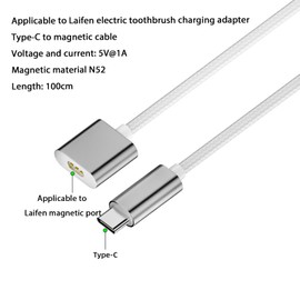LFTB01-P Charging Cable for Electric Toothbrush, Type C to Laifen Magnetic Cable, 100 cm, Suitable for Electric Toothbrush Charging Cable, Compatible with Laifen Electric Toothbrush Charging Port