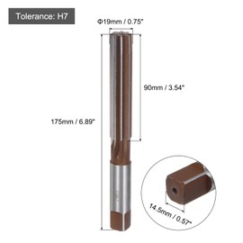 QUARKZMAN Hand Reamer 19 mm H7 Metric Reamer Drill for Metal Wood Hole Reaming, Straight Grooves 9SiCr Alloy Steel Cutting Tool