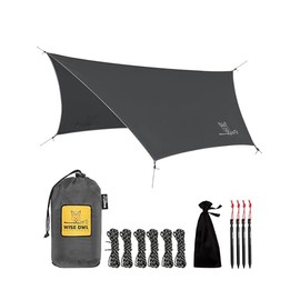 Camping Tarp Waterproof Hammock Cover Shelter Camping Accessories with Tent Pegs and Carry Bag