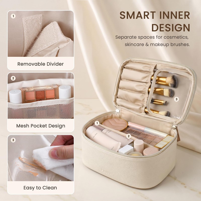 Prite 2 Pcs Makeup Bag Set Travel Cosmetic Case 2-Layer