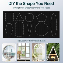 ueslwser 300X145CM Blackout Blinds for Windows, 100% Blackout Blinds Stick On for Windows Fits Any Size Shape, Portable No Drill Blinds Blackout for Bedroom, Travel RV Car, Loft, Indoor