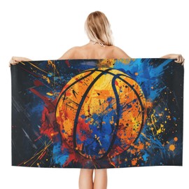 PXLNJHO Colorful Basketball Beach Towel, Soft Lightweight Microfiber Quick Dry Bath Towels Gifts for Bathroom, Pool, Travel, Swimming Decor 31"x51"