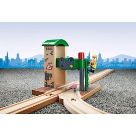 BRIO World Signal Station Set - 2-Piece Wooden Train Track Toy with Interactive Red Light and Figurine - FSC Certified - Compatible with All BRIO Railway Train Toys - Kids Ages 3 & Up