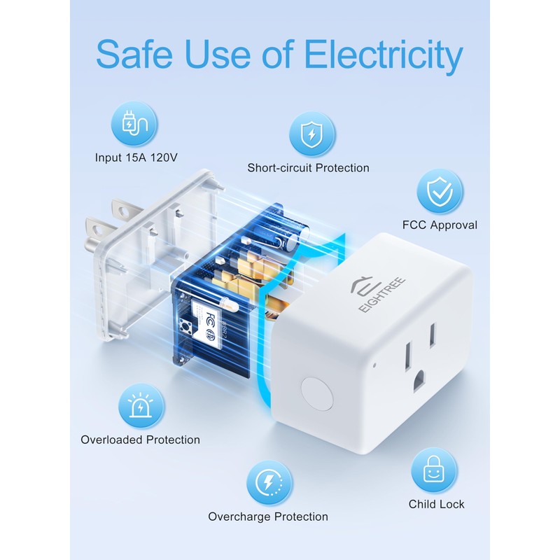 EIGHTREE Smart Plug 15A, Smart Plugs That Compatible with Alexa