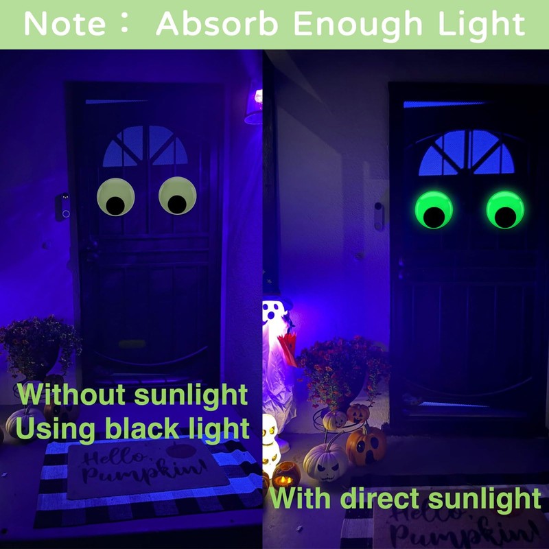 4 Pack Glow in The Dark Giant Googly Eyes, 6