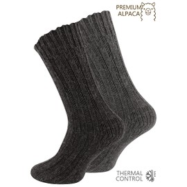 Cotton Prime 2-4 Pairs Alpaca Socks, Wool Socks with Warm Alpaca Wool for Men and Women, 2 pairs of anthracite grey