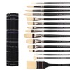 Natural Bristle Professional Paintbrushes Set | 15PCS Long Handled Paint