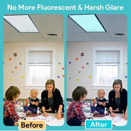 Fluorescent Light Covers for Ceiling Lights - Flicker & Glare Reducing Filters for Ceiling Lights - Overhead Light Covers - Light filters for Classroom and Office - 48" x 24", Blue (8 Pack)