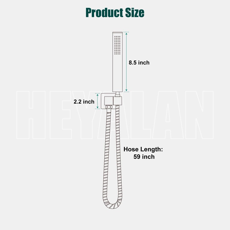 Heyalan SUS304 Stainless Steel Handheld Shower Wand High Pressure Luxury