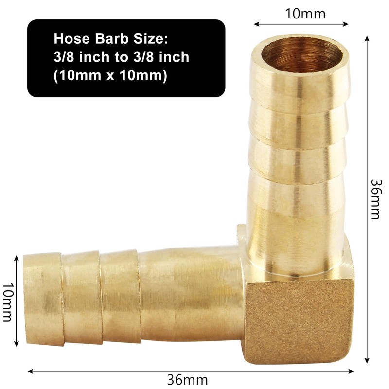 Zorfeter 2 Pack Brass Hose Barb Fitting 3/8" x 3/8"