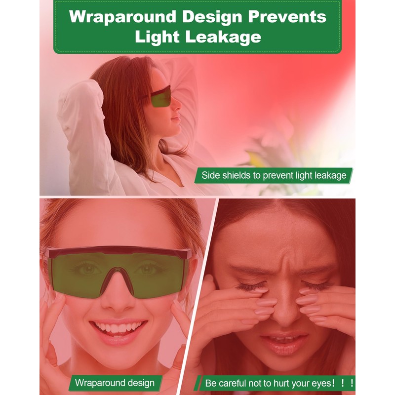 LIGHTMEUP Red Light Therapy Glasses Eye Protection for Infrared &