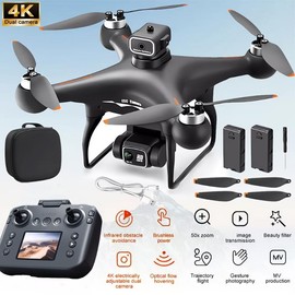 2025 Newly Upgraded S116 Brushless RC Drone With HD Display, Long Flight Time, Perfect Holiday Gift, Suitable For Children And Adults, Obstacle Avoidance Function, Optical Flow Positioning, Built-in HD Dual Camera, Front Lens Can Be Adjuste - Color: blac