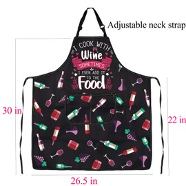 FUSTMW Wine Aprons with Pockets I Cook with Wine Sometimes I Even Add it to The Food Wine Cooking Kitchen Chef BBQ Apron (Wine Apron)