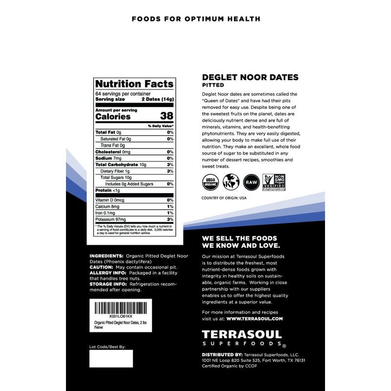 Terrasoul Superfoods Organic Deglet Dates, 4 Lbs (2 Pack) -