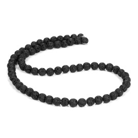 BEADNOVA 4mm Natural Black Lava Rock Stone Gemstone Round Loose Volcanic Beads with Free Crystal Stretch Cord for Jewelry Making (94-96pcs)
