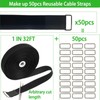 32Ftx1In Hook and Loop Cable Straps with 50 Metal Buckles,