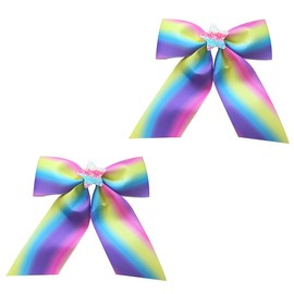 2 Pack Rainbow Bow Hair Clips for Kids Girls and Women Stylish Star and Gradient Design Candy Color Hair Accessories for School and Parties (Color 4)