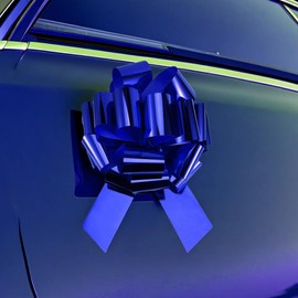 Giant Large Blue Pull Bow 16" Wide Metallic Car Bow for Packaging Gift Decorations, Valentine's Day, Aniiversary, Hanukkah, Birthdays, Weddings, Bridal Showers 16 Inch Blue