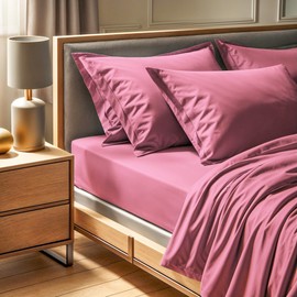 100% Cotton Ranforce King Fitted Sheet (160x200+30 cm) in Dusty Rose | 155 Thread Count | Machine Washable at 30°C | Soft & Durable Bedding