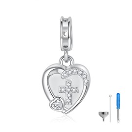oGoodsunj Sterling Silver Cremation Urn Charm for Ashes Bead Charms Memorial Jewelry Keepsake Pendant Gifts for Women (Cross & Heart)