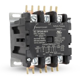Shopcorp AC Contactor 60 Amp 75 RES 3 Pole 220V 240V Coil – Definite Purpose (DP) UL Listed for HVAC Contactor, Refrigeration & Heat Pump
