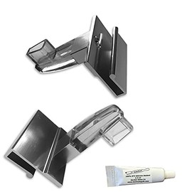 Gordon Glass™ Chrome Finish Towel Bar Base Brackets and Clear Acrylic Brackets for Frameless Shower Doors 1/8", 5/32", 3/16" and 1/4" Thick Glass - Pack of 2