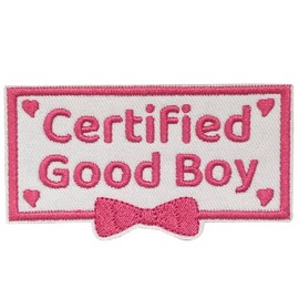 Tavashome Funny Certified Good Boy Dog Harness Patch with Bow Tie, Iron on or Sew on, Embroidered Made, 3.34" x 1.88" Sized