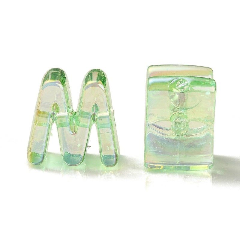 DanLingJewelry 90Pcs Random Light Green Acrylic Large Letter Beads UV