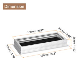 sourcing map Cable Hole Cover 150mm x 67mm Aluminum Alloy Rectangle Desk Wire Cord Cable Grommets Hole Cover for Office PC Desk Cable Cord Organizer, Silver Tone