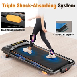 Walking Pad Treadmill with Incline and Handle-Bar, 3 in 1 Foldable Treadmills for Home & Office, 300lb Small Compact Under Desk Treadmill with App, Remote, LED Display, 2.5HP Running Pad