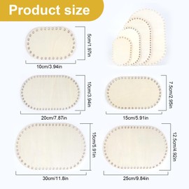 8 PcsCrochet Bag Base for Crochet Wooden Basket Bottoms for Crocheting, Natural Wooden Crochet Basket Base, Blank Wood Bases for DIY Baskets Craft Weaving Supplies(Round, Oval, 8 Sizes)