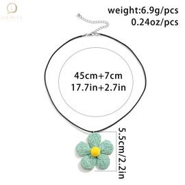 Locrccl Orange Rattan Necklace for Women Raffia Straw Wrapped Flower Drop Dangle Summer Vacation Essentials Beach Boho Colorful Statement Symbol Necklace