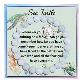 MollyQueen Sea Turtle Bracelet Gifts for Turtle Lovers Turtle Bracelet Sea Turtle Gifts Turtle Jewelry Inspirational Christmas gifts Birthday Gift for Sister Best Friend (Blue Turtle Bracelet)