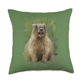 Groundhog Photo Woodchuck Splatter Art Tee Throw Pillow
