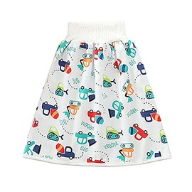 Magik Waterproof Cotton Training Pants Cloth Diaper Skirts Baby Toddler Night Time Sleeping Potty Training (Engineering Vehicle, L for 4-8T)