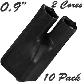 0.9" Core - HI-Quality, Low Voltage Heat Shrink End Breakout Boots: 2 Core (10 Pack) Black