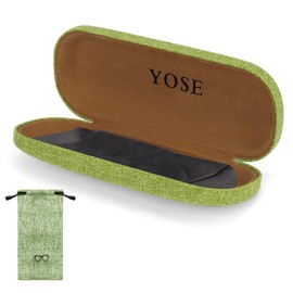 YOSE Unisex Hard Shell Eyeglasses Cases, Protective Case For Glasses, Linen Fabrics Large Glasses Case