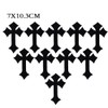 XUNHUI 10PCS Patch Black Cross Embroidered Applique Iron on Clothing