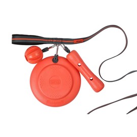 Dexas Off Leash Frisbee Flyer Floating Dog Toy with Removable Leash Attachment