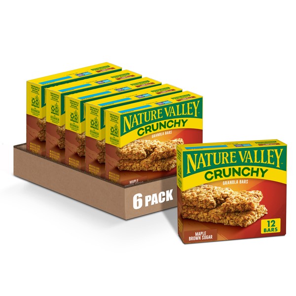 Nature Valley Crunchy Granola Bars, Maple Brown Sugar, 6 ct, 12 bars (Pack of 6)
