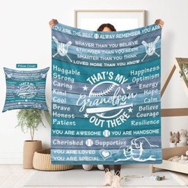 ITFRO - Manta de forro polar de franela suave para nieto, regalo inspiradora, cita de béisbol, cumpleaños, 50 x 60 pulgadas, decoración del hogar para sofá, cama, paquete de 2 (1 manta acogedora y 1