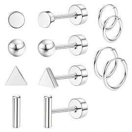Medical Stud Earrings 6 Pairs Surgical Steel Titanium Earrings Women's Titanium Earrings Titanium Stud Earrings Medical Earrings for Men Women Hypoallergenic, Stainless Steel