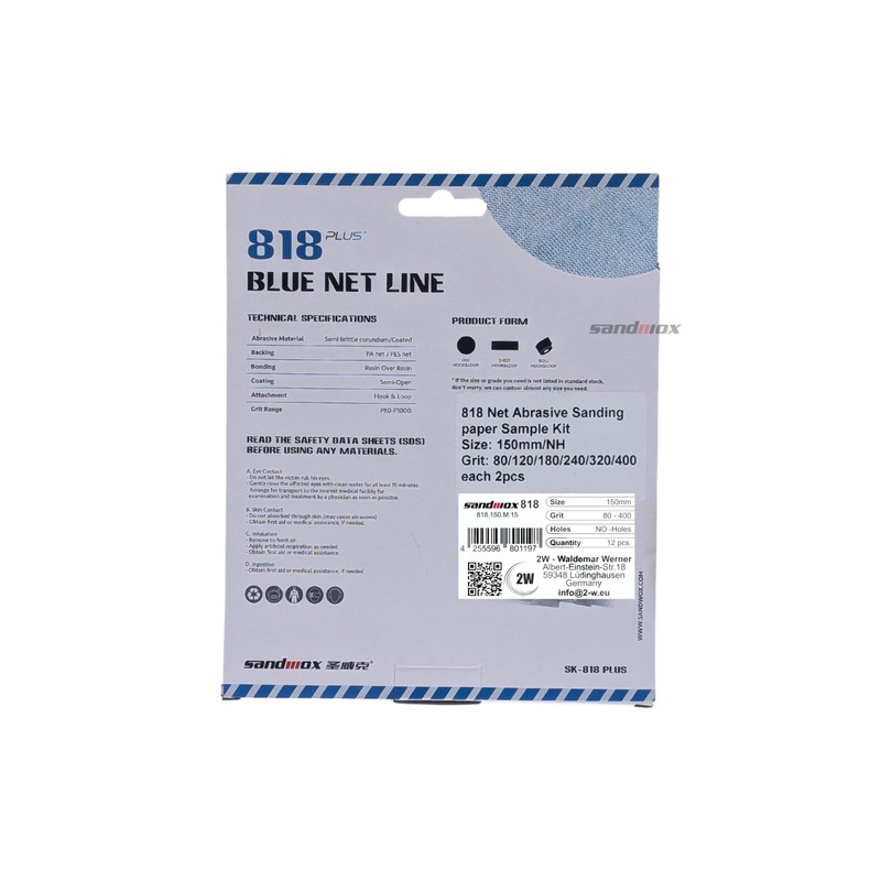 Sandwox 818 Blue Net Diameter 150 mm Sanding Disc Set