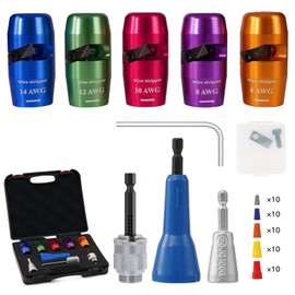 Wire Stripper for Drill, 14-12-10-8-6 AWG Gauge Wire Twister Tool for Drill, Electric Wire Stripper, Cable Quick Stripping and Twisting Tool Set with 50 PCS Wire Connectors Nuts